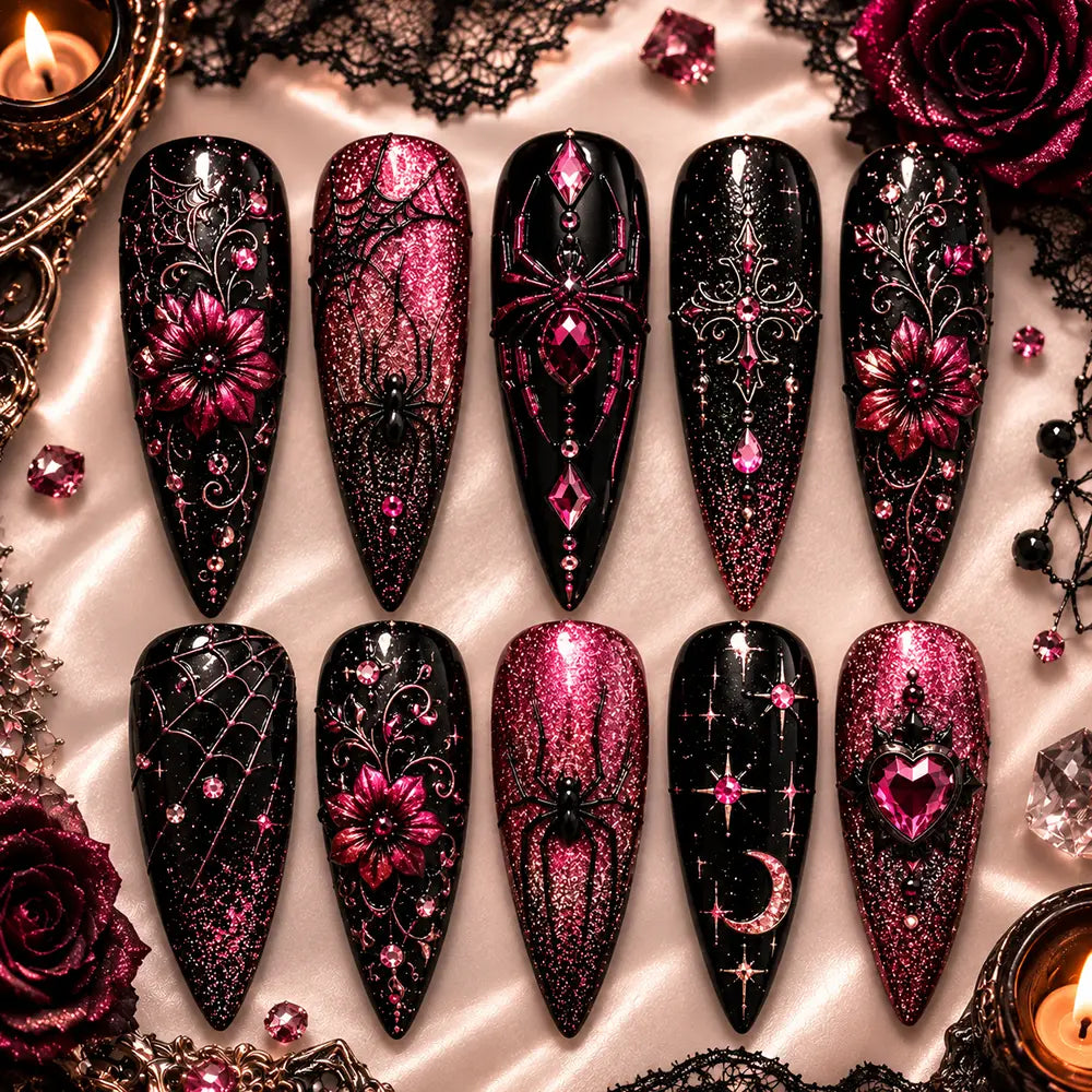 Western Halloween Ghost Cowboy Chrome Press On Nails