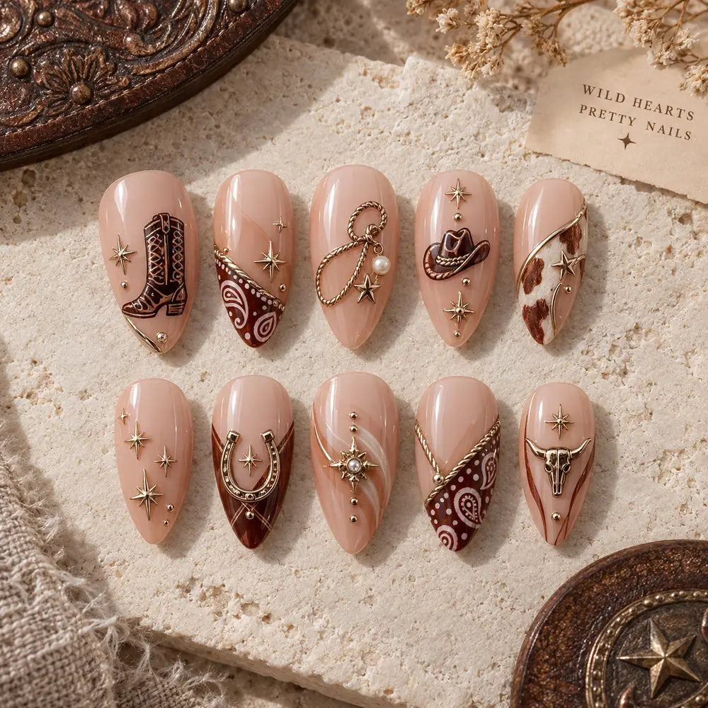 Western Rodeo 3D Charm Press On Nails — image 2