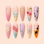 Whimsical Cherry Garden 3D Stiletto Press On Nails — image 1