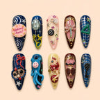 Whimsical Cosmic Trinkets 3D Rhinestone Stiletto Press On Nails — image 1