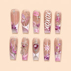 XOXO Butterfly Heart Charm Press On Nails — image 1