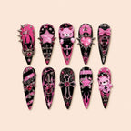 Y2K Bear Heart Star 3D Rhinestone Press On Nails — image 1