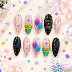 Y2K Birthday Balloon Gift Glitter Press On Nails
