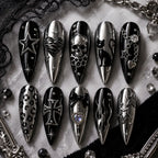 Y2K Rockstar Star Heart Metallic Chrome Press On Nails