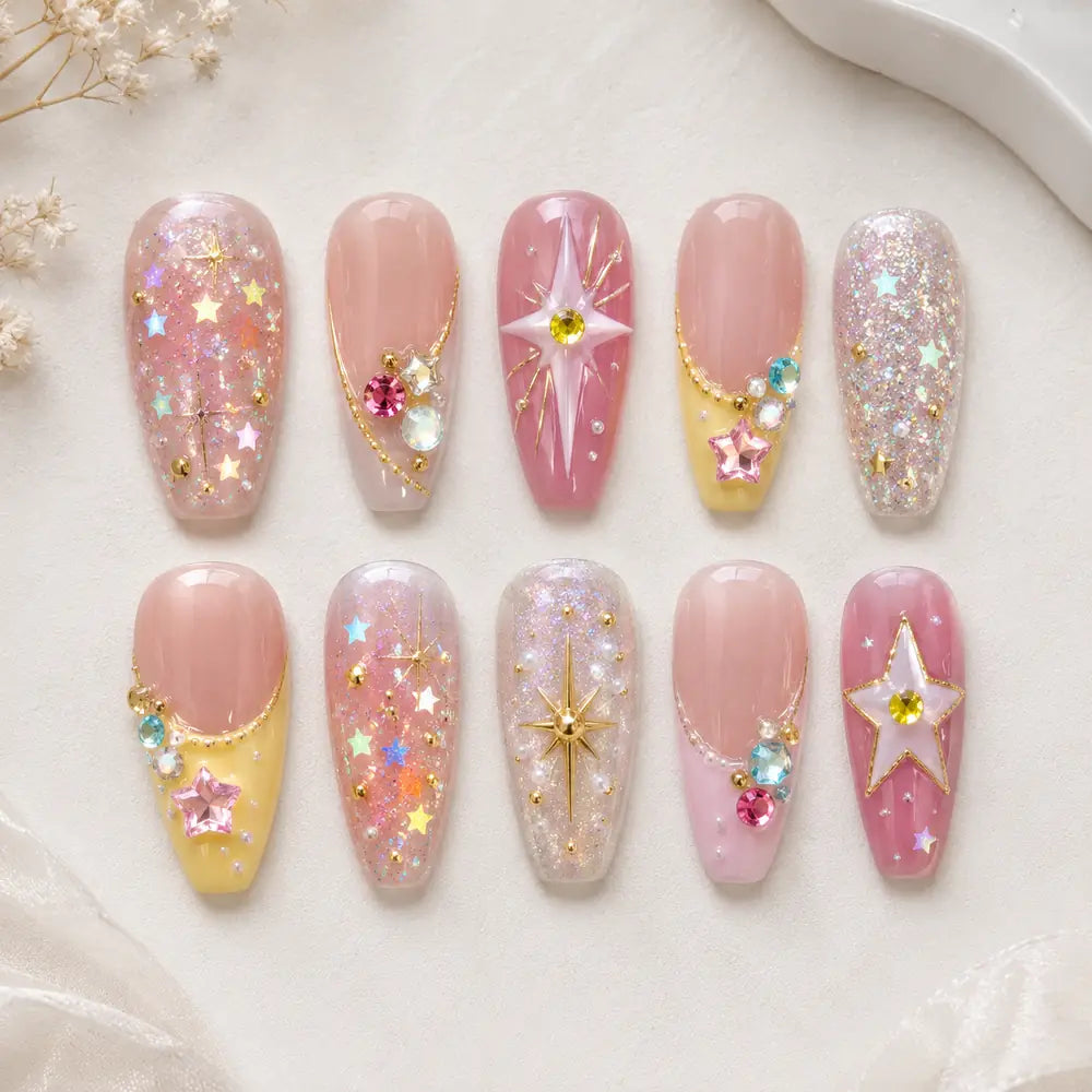 Y2K Star Glitter Rhinestone Press On Nails — image 2