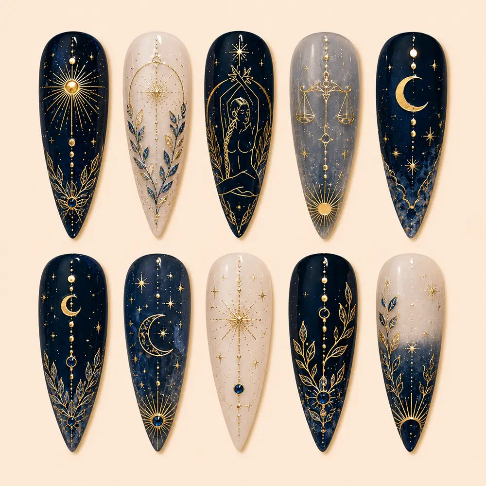 Zodiac Celestial Symbols Press On Nails